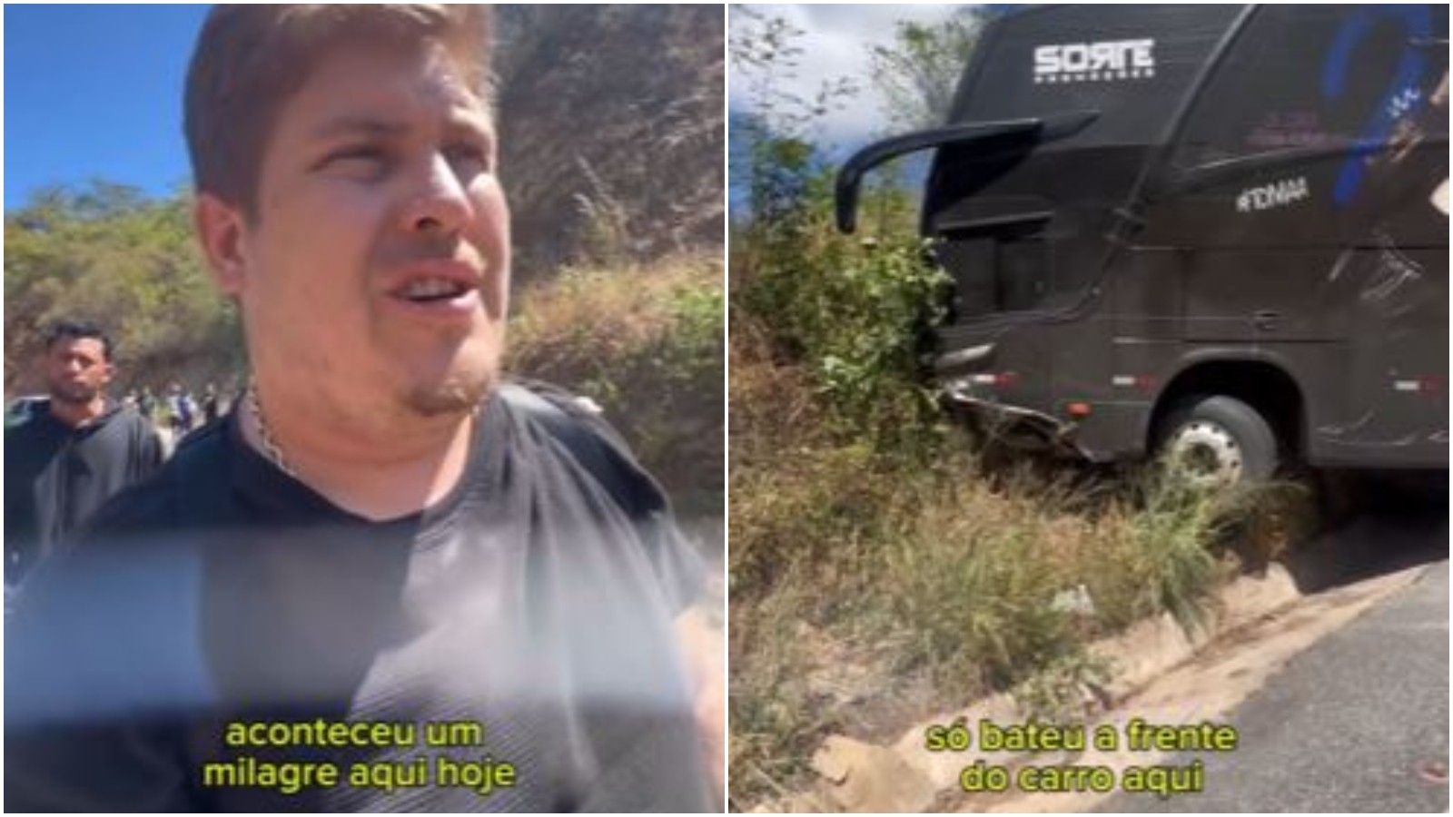 'Aconteceu um milagre', diz cantor Kelvy Pablo após acidente com ônibus da banda no Ceará