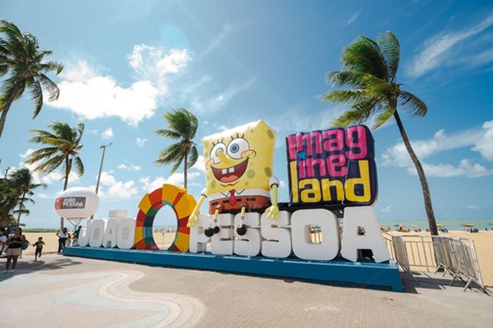 Presente no principal ponto turístico de João Pessoa, Imagineland celebra 25 anos do Bob Esponja. — Foto: Divulgação/Imagineland