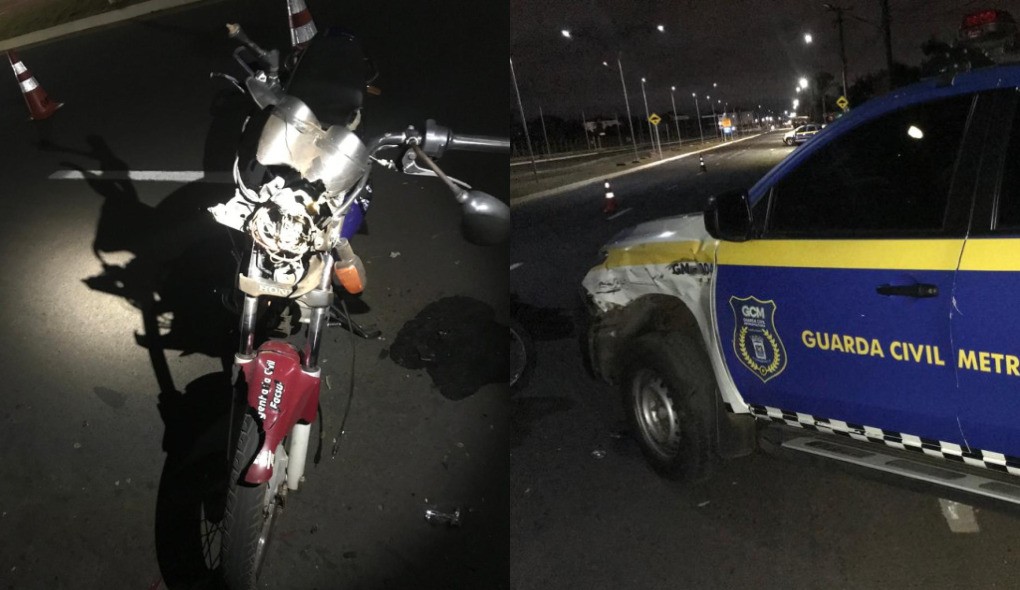 Durante blitz, motociclista embriagado bate em viatura da Guarda Civil em Campo Grande