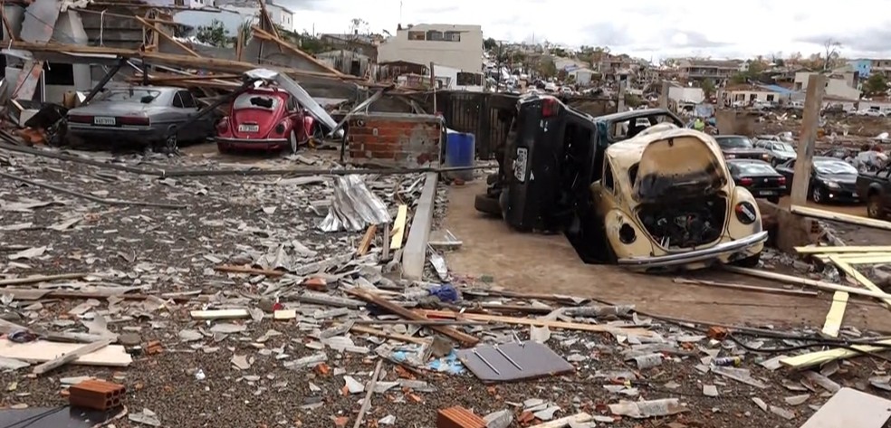Como Rio Bonito do Iguaçu ficou após o tornado. — Foto: RPC