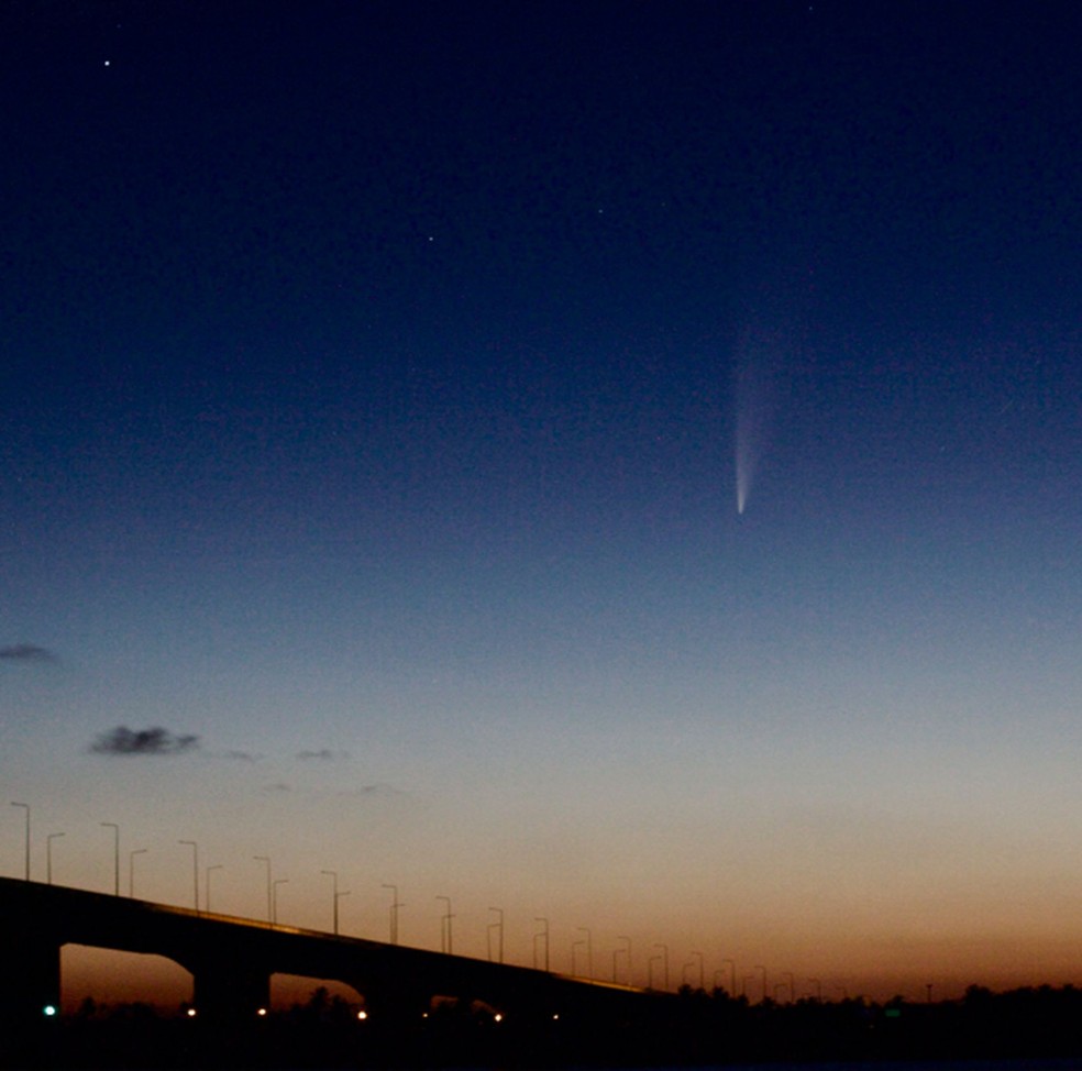 Cometa no céu de Sergipe — Foto: Marcus Vinicius de Morais Corrêa