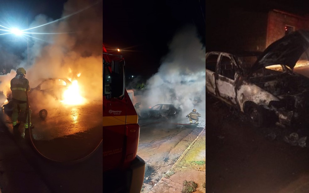Seis pessoas são presas suspeitas de agredirem idoso e incendiarem carro após atropelamento de crianças em MG — Foto: Corpo de Bombeiros