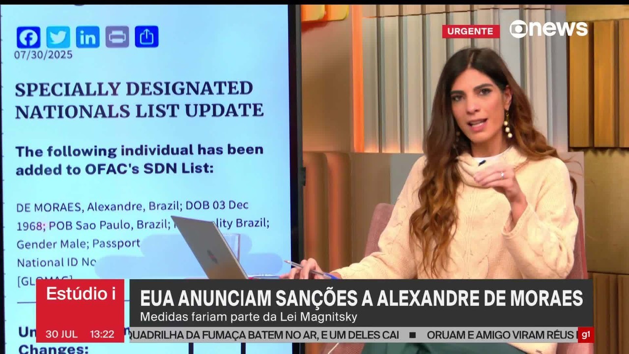 Políticos reagem a sanção de Moraes pela Lei Magnitsky, punição dos EUA a estrangeiros