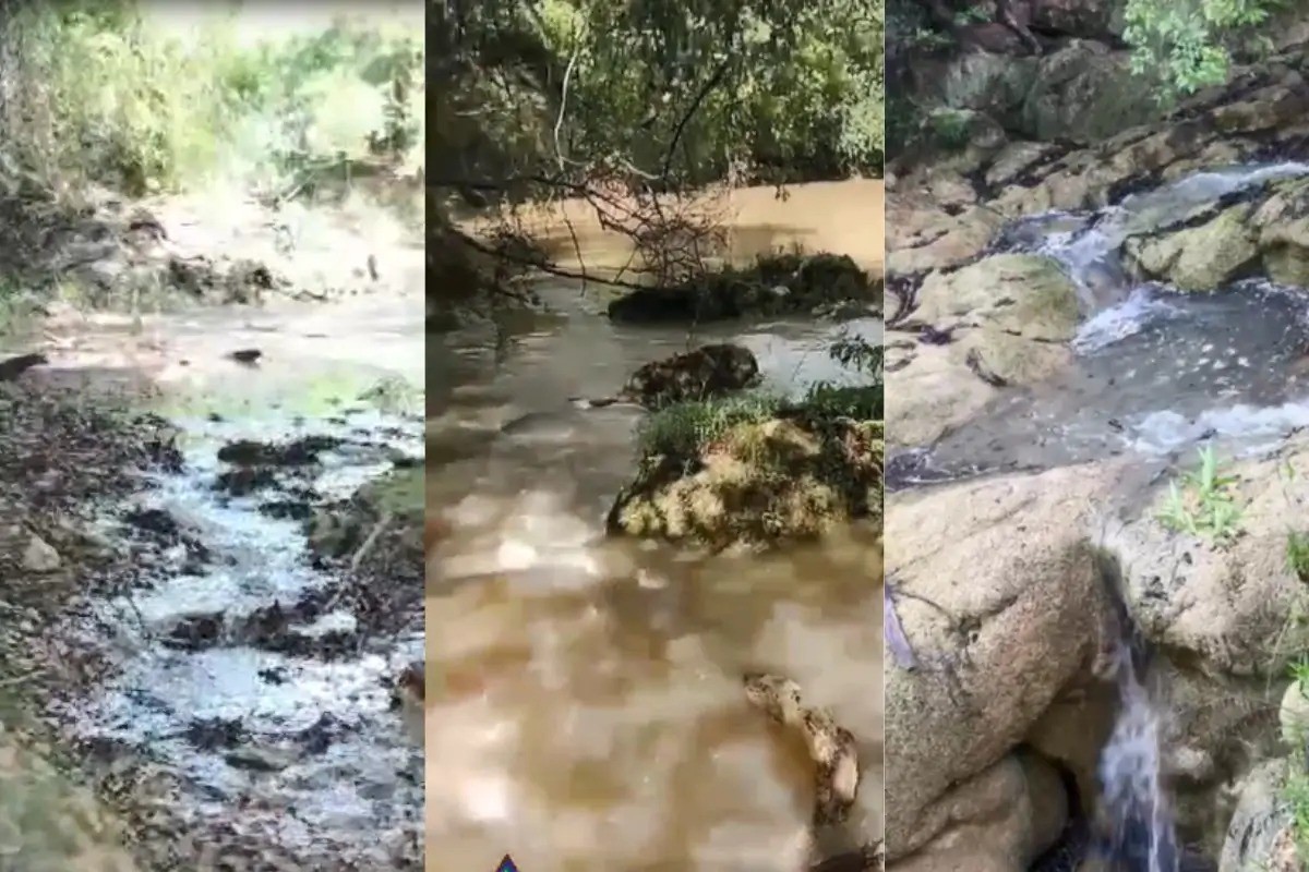 Trecho de rio com águas cristalinas volta a correr após sete meses de seca em MS; veja ANTES e DEPOIS