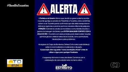 Buscas por desaparecidos é suspensa após caminhão com ácido cair no Rio Tocantins
