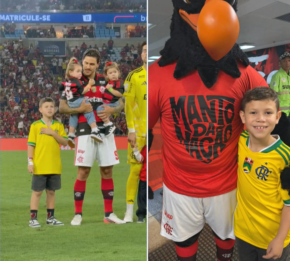 Menino que emocionou com recado ao pai visita Cidade da Polícia e entra em campo com jogadores do Flamengo