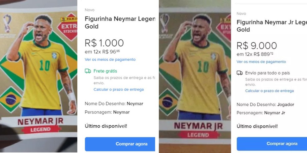Figurinha Neymar Legend Gold - Escorrega o Preço