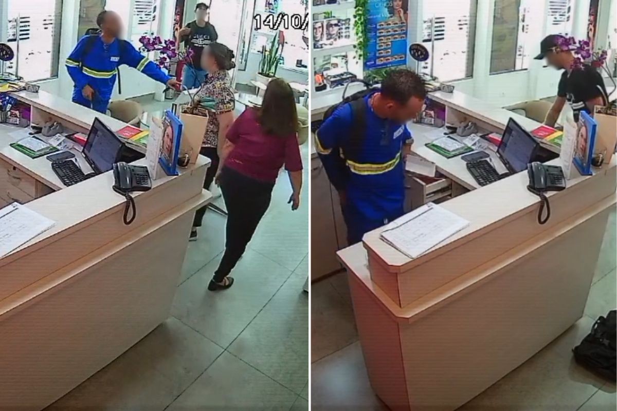 Criminosos são filmados roubando ótica em Santos; VÍDEO