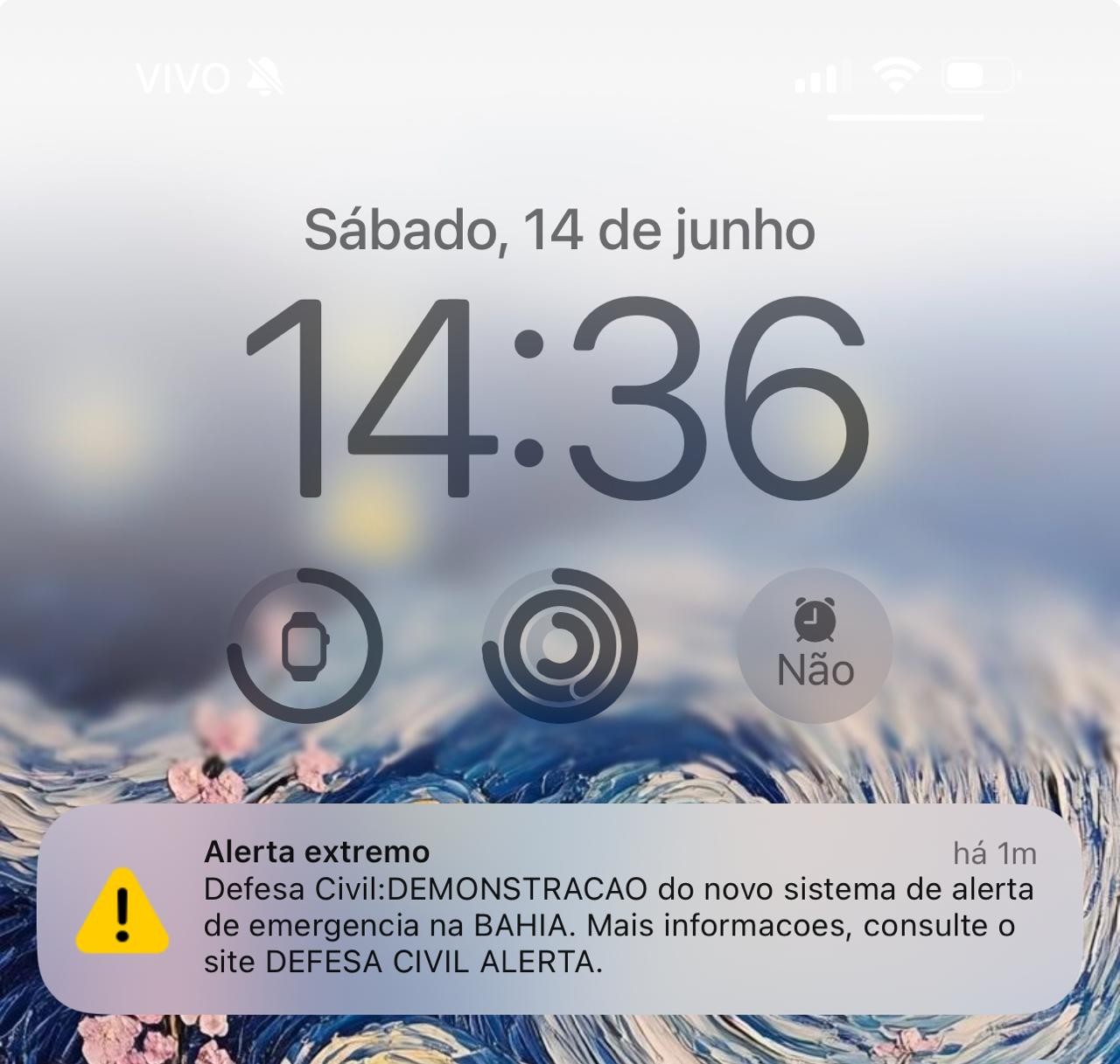 Defesa Civil emite demonstração do novo sistema de emergência; SMS é acompanhado de alerta sonoro