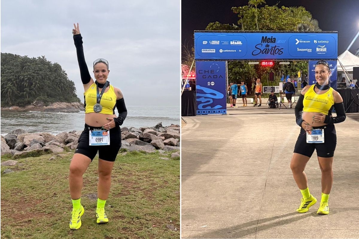 Grávida de 26 semanas participa de meia maratona no litoral de SP: 'Sensação de ser uma supermulher'