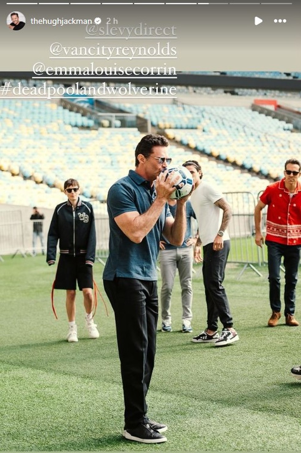 Hugh Jackman visitou o Maracanã em ação para divulgar o filme Deadpool & Wolverine — Foto: Reprodução redes sociais