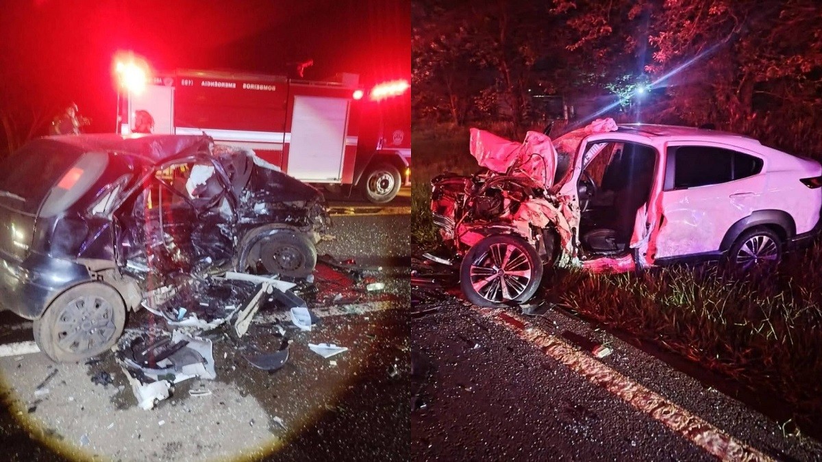Batida frontal entre carros mata duas pessoas e deixa três feridos em rodovia do interior de SP
