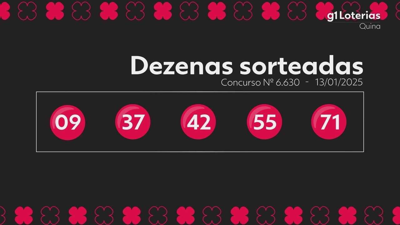 Resultado da Quina, concurso 6630 | G1