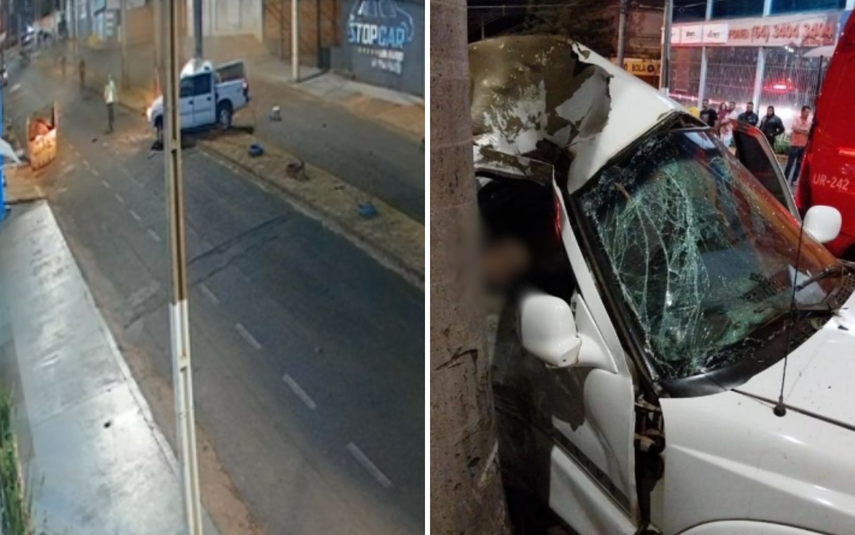 Passageira morre após carro rodar em avenida e bater contra árvore; vídeo