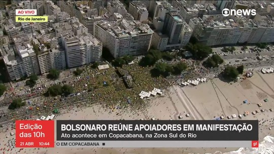 Bolsonaro reúne apoiadores em manifestação no Rio - Programa: Jornal GloboNews 