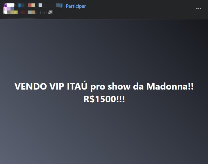 'Ingressos' VIP para ver Madonna no Rio são anunciados por até R$ 2 mil, e patrocinador alerta para 'fraude' 