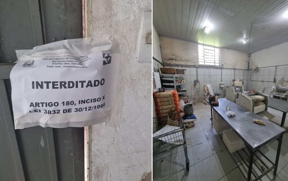Proprietário de padaria é preso por furto de água e estabelecimento é lacrado por condições impróprias — Foto: Central de Polícia Judiciária/Reprodução