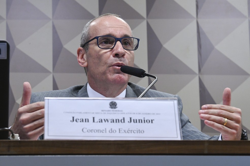 Jean Lawand Junior durante depoimento à CPI dos Atos Golpistas. — Foto: Edilson Rodrigues/Agência Senado