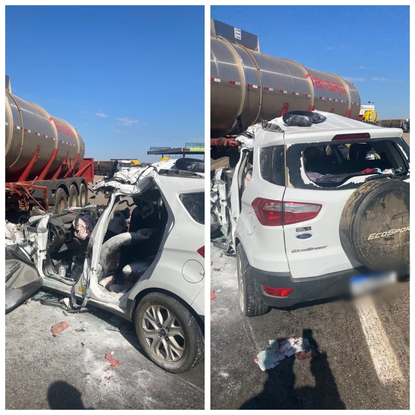 Motorista morre após carro bater em carreta que saía de posto na BR-135