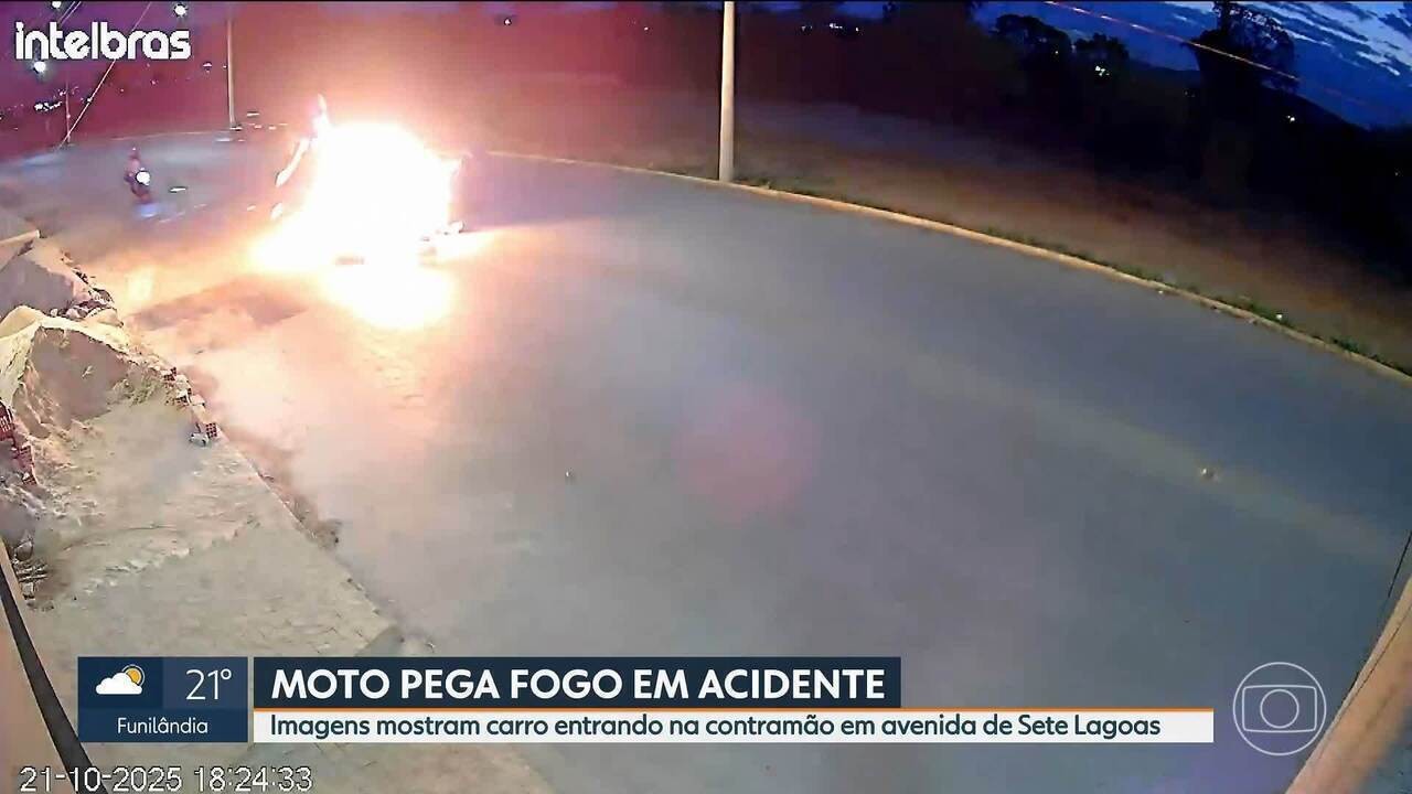 VÍDEO: Moto explode ao bater em carro, e motociclista é arremessado | G1