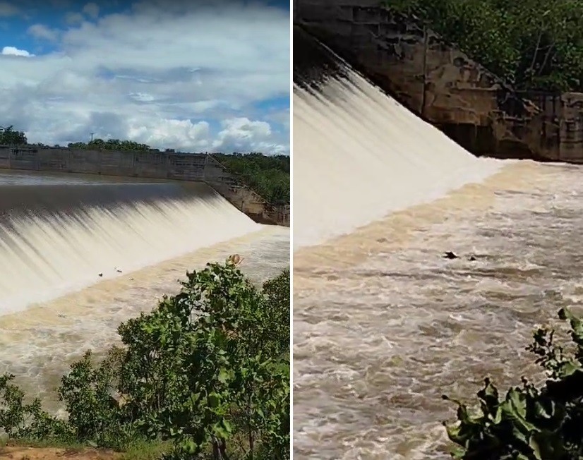 Vídeo: canoa cai de paredão de barragem e homens são salvos por pescadora em Piracuruca