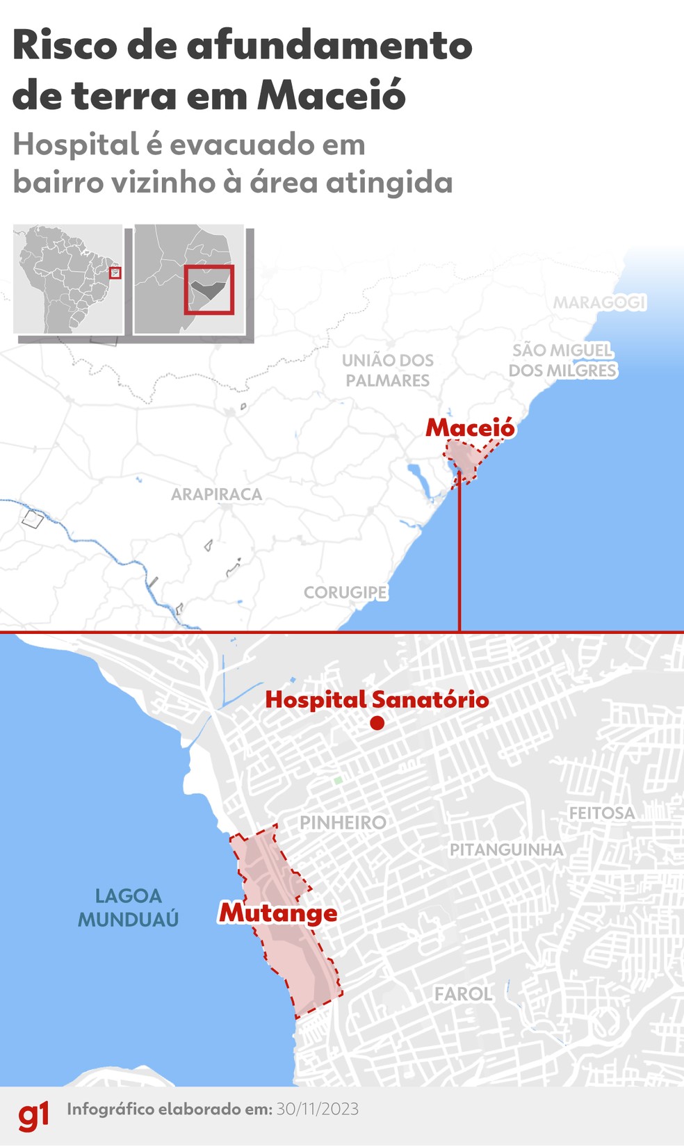 Onde fica o hospital em Maceió — Foto: Arte/g1