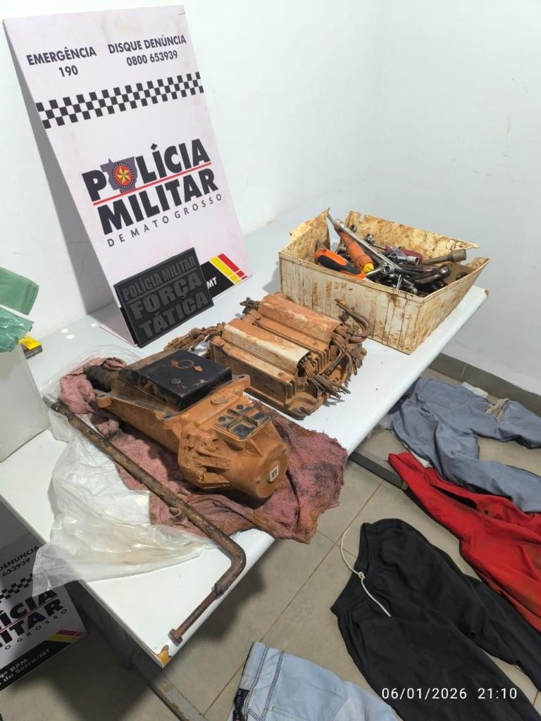 Peças furtadas de caminhão são encontradas em hotel e 3 pessoas são presas em MT