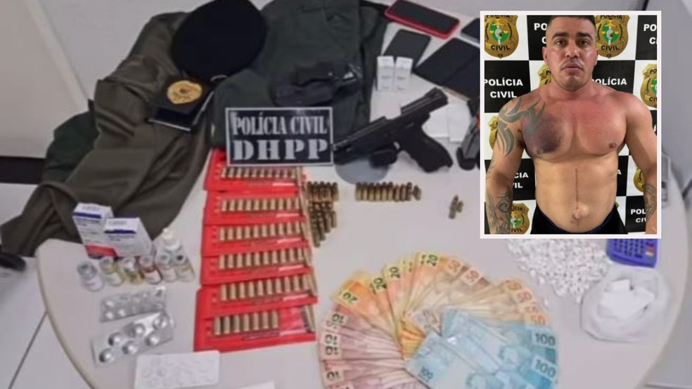 William de Oliveira Silva, conhecido como "Ceguinho", é suspeito de ser mandante de um homicídio em Fortaleza e se passar por policial. — Foto: Reprodução
