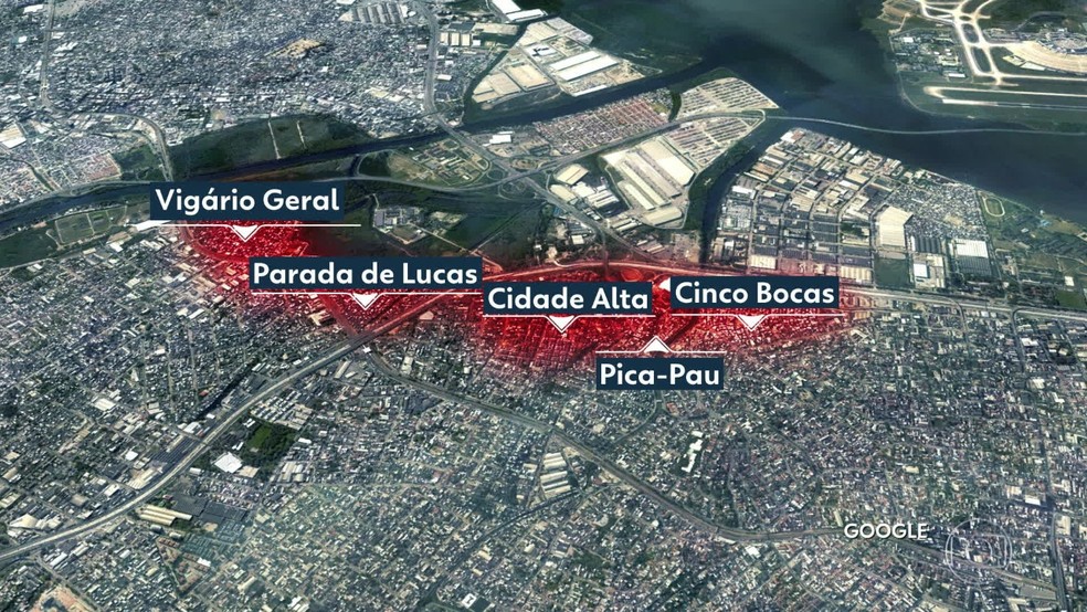 De acordo com a polícia, a união dessas cinco comunidades forma o Complexo de Israel — Foto: Reprodução