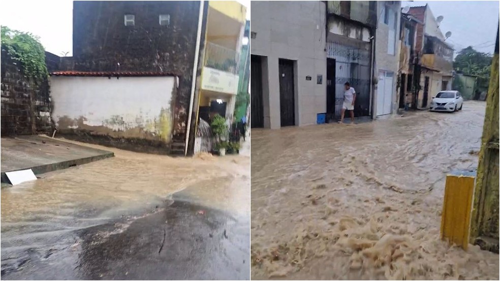 População reclama de alagamento após chuvas no bairro Alto da Balança, em Fortaleza — Foto: Reprodução