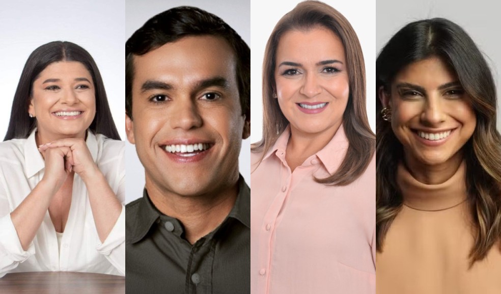 Rose Modesto aparece na liderança das intenções de voto. Beto, Adriane e Camila estão empatados tecnicamente. — Foto: Reprodução
