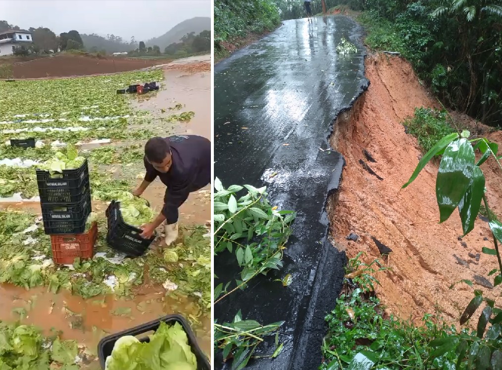 Chuva deixa desabrigados e afeta estradas e áreas rurais de Nova Friburgo, no RJ