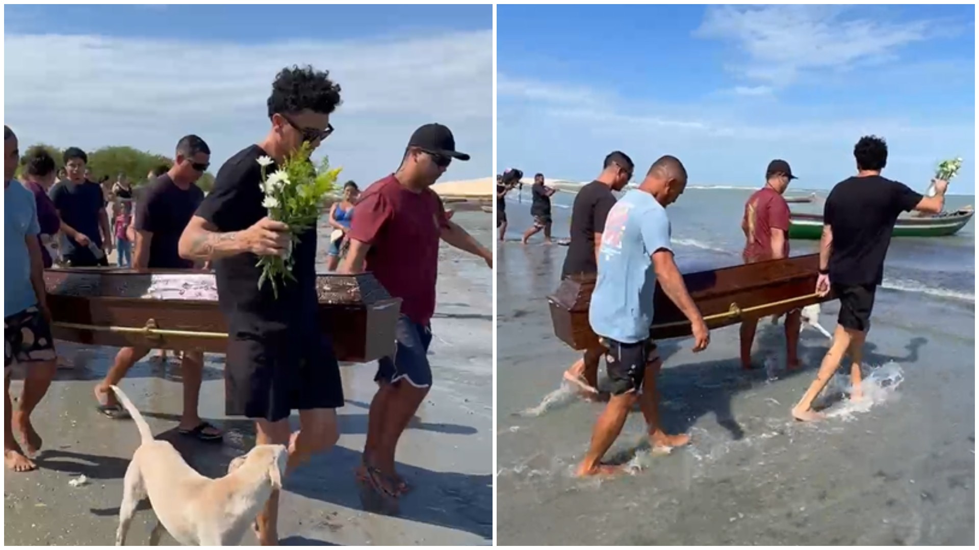 Filho organiza cortejo no mar para homenagear pai pescador em Jericoacoara: 'Último agradecimento'