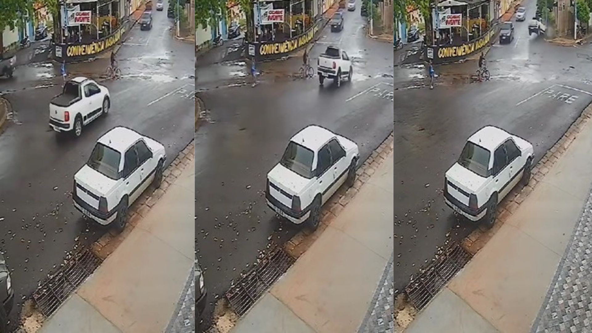 Ciclista escapa por pouco de ser atingido por carro desgovernado em Tupã; vídeo