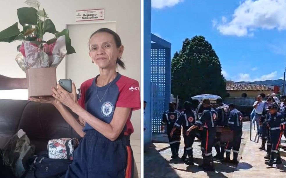 Ténica de enfermagem, Jovelina Francisca Alves Mendes, recebe homenagem durante sepultamento, em Campos Belos — Foto: Reprodução/Acervo pessoal