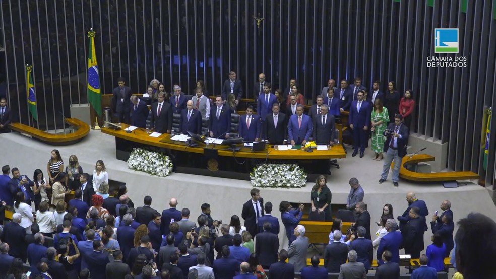 Sessão solene na segunda-feira (5) marca abertura do ano legislativo no Congresso Nacional. — Foto: Reprodução/TV Câmara