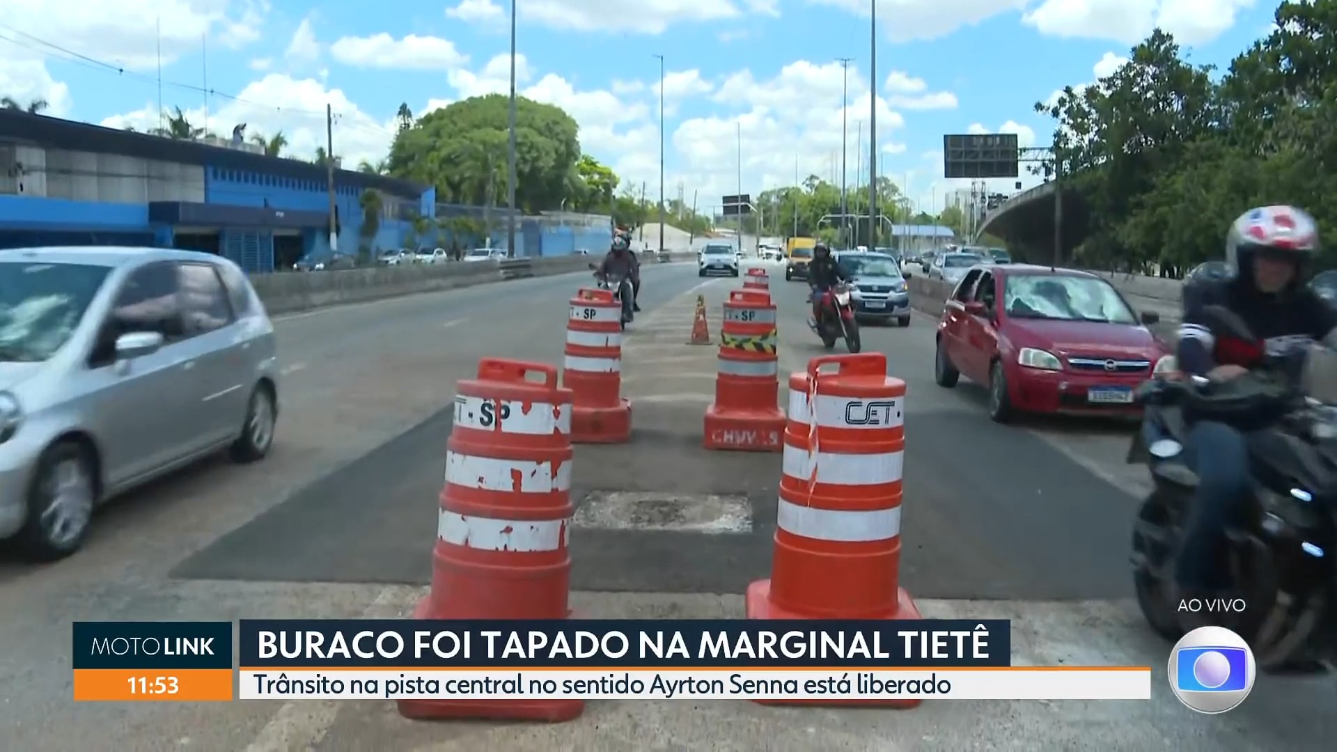 Prefeitura de SP fecha buraco que tinha surgido na Marginal Tietê