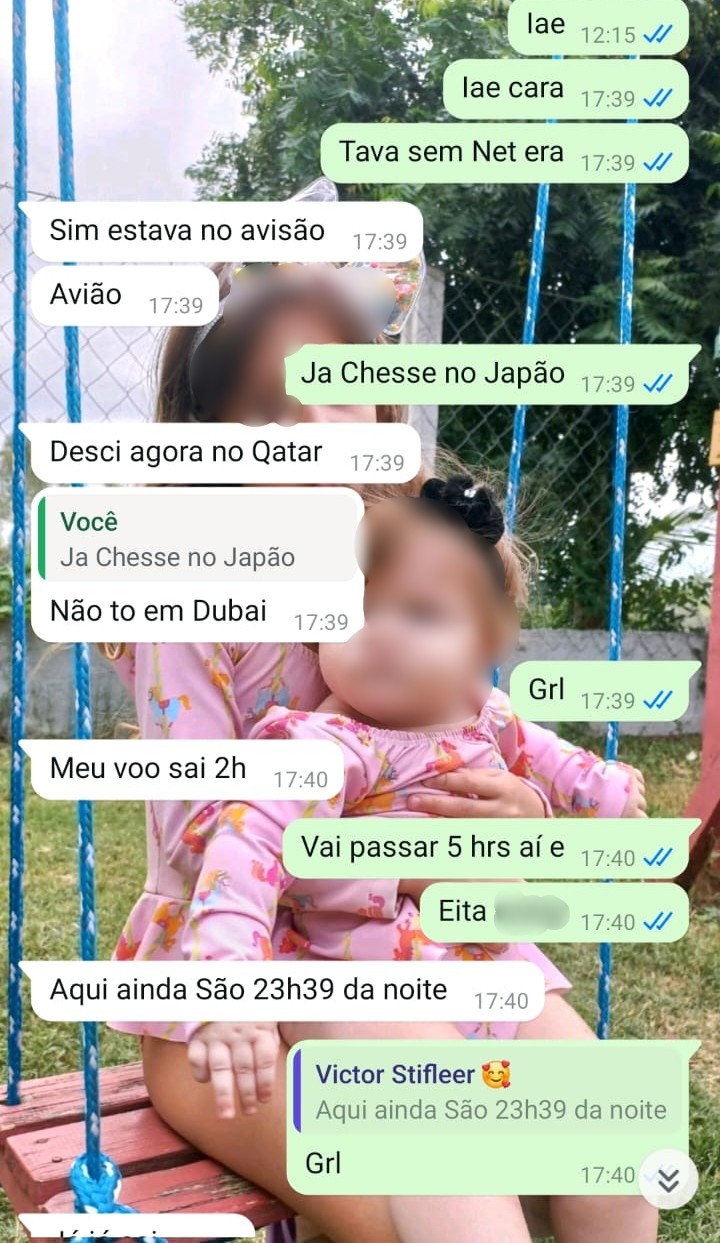 Paraibano avisou que chegou ao Catar e que novo voo saíria às 2 horas da madrugada