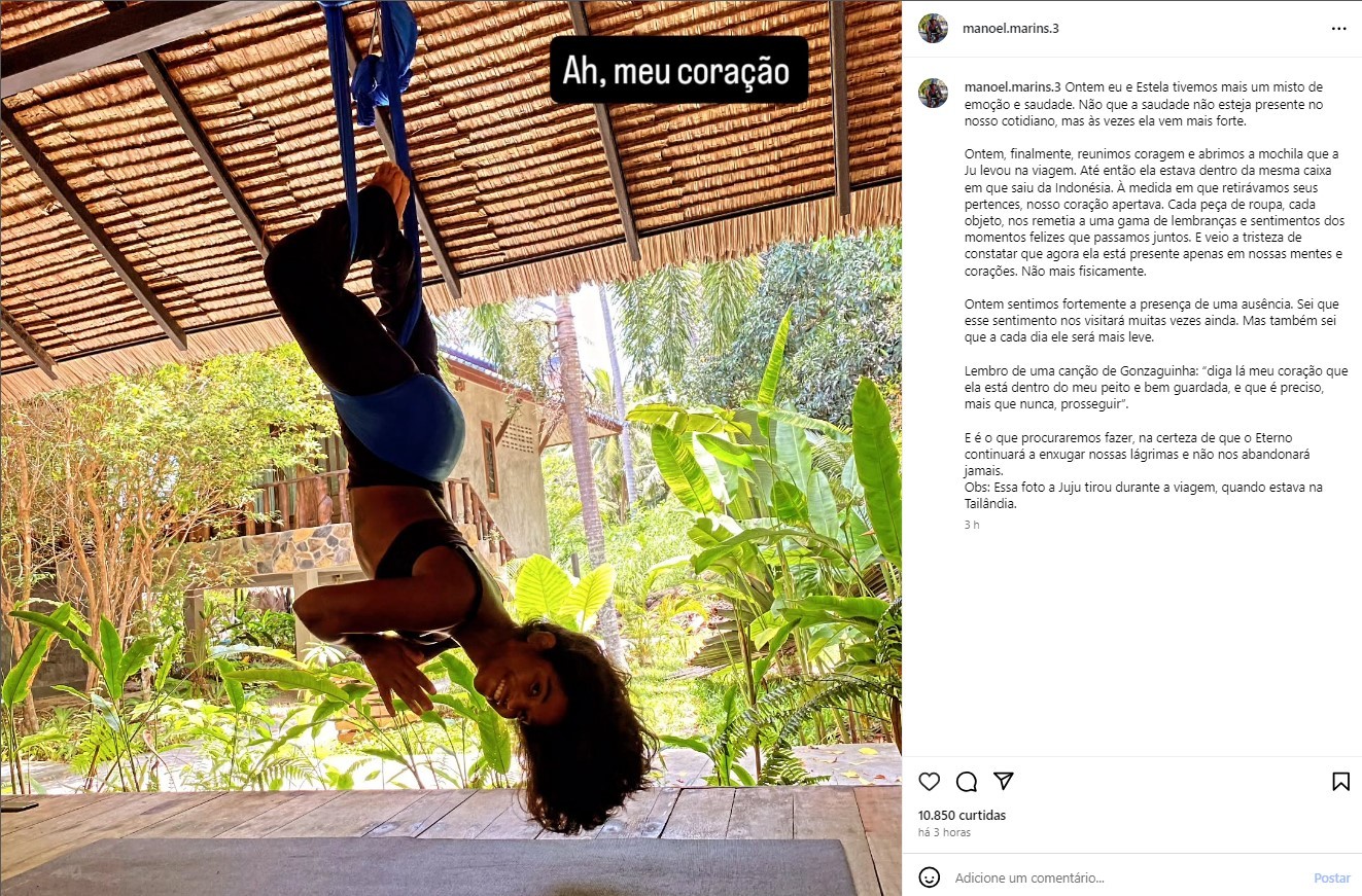 Pai de Juliana Marins abre mochila da filha trazida da Indonésia e posta uma das últimas fotos dela 