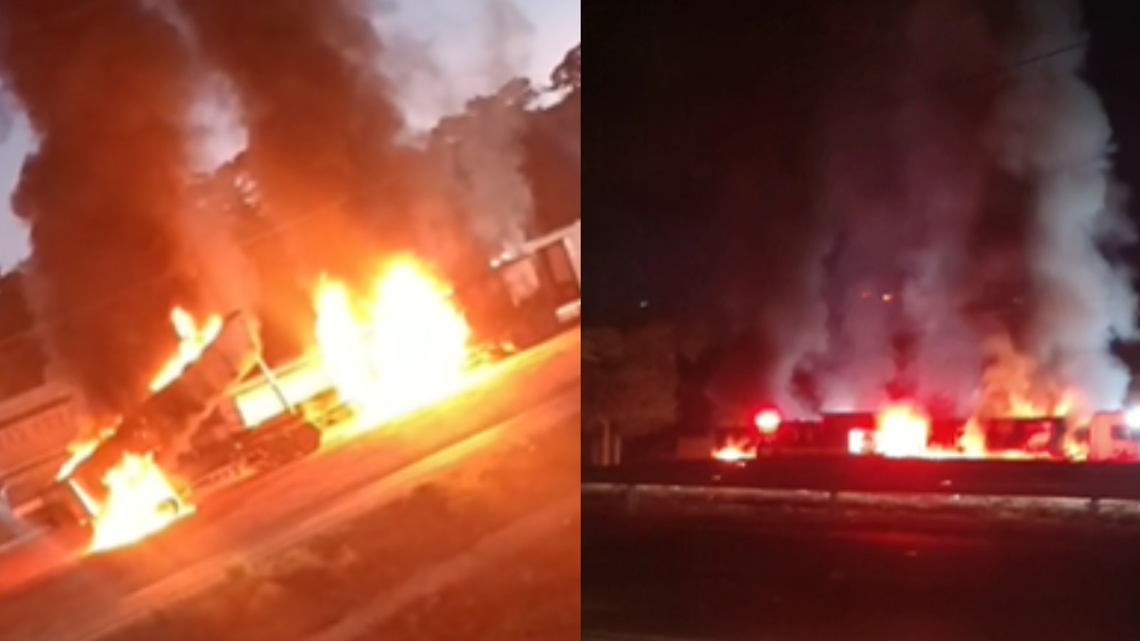 Carreta pega fogo após atingir rede de alta tensão em Teresina; uma pessoa morre