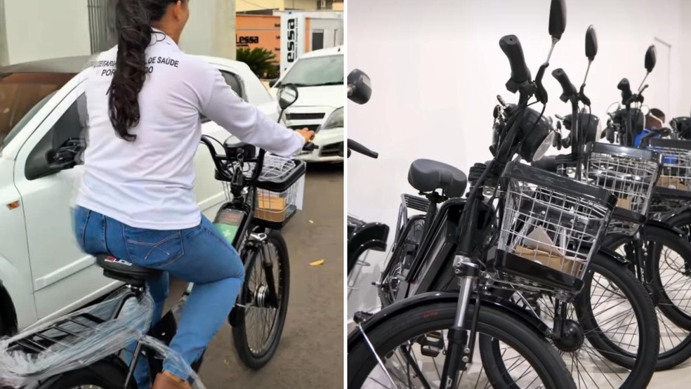 As bicicletas tem como um de seus objetivos facilitar o alcance da rede de saúde a locais de difícil acesso — Foto: Reprodução/Instagram da Prefeitura de Porangatu