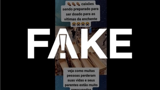 É #FAKE que vídeo mostre caixões para vítimas da tragédia no RS - Foto: (Reprodução)