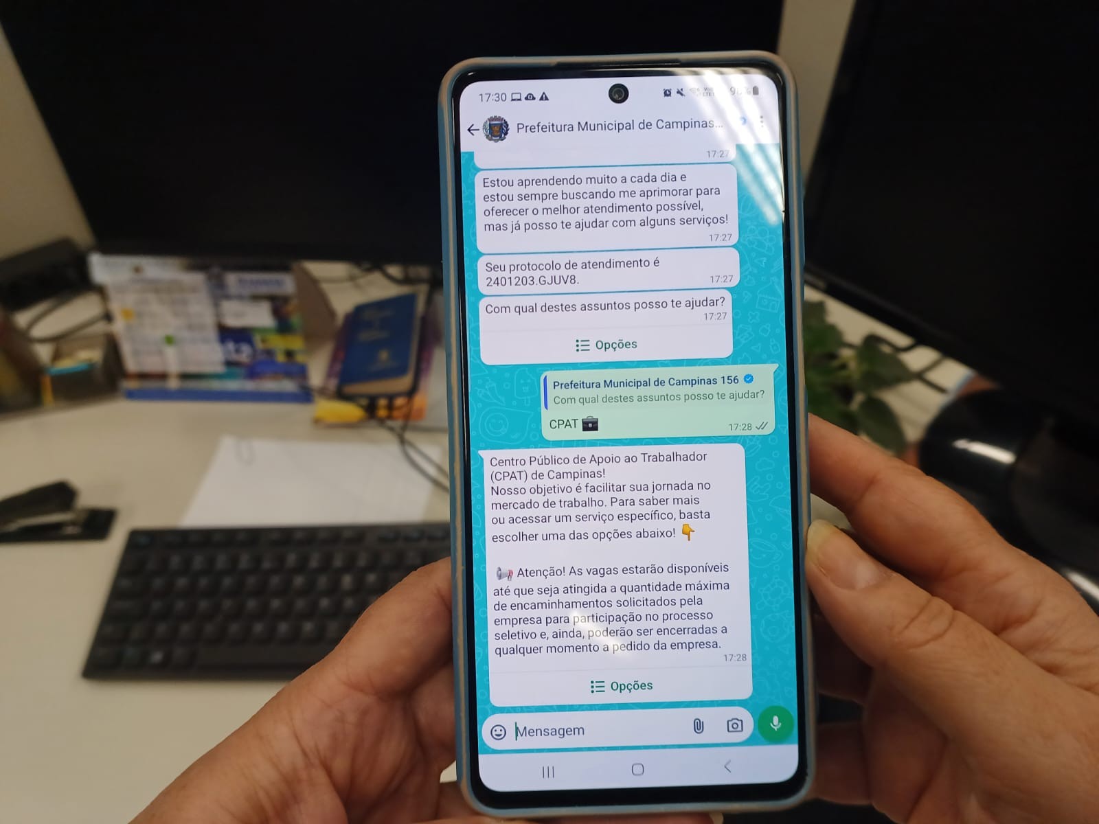 Campinas lança ferramenta para consulta de vagas de emprego pelo WhatsApp; veja como acessar