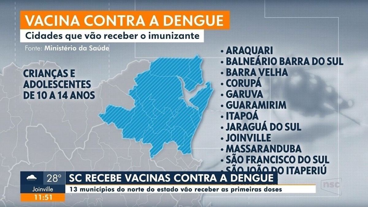 SC recebe 1º lote de vacinas contra a dengue; veja quais cidades vão aplicar primeiro e quem pode tomar