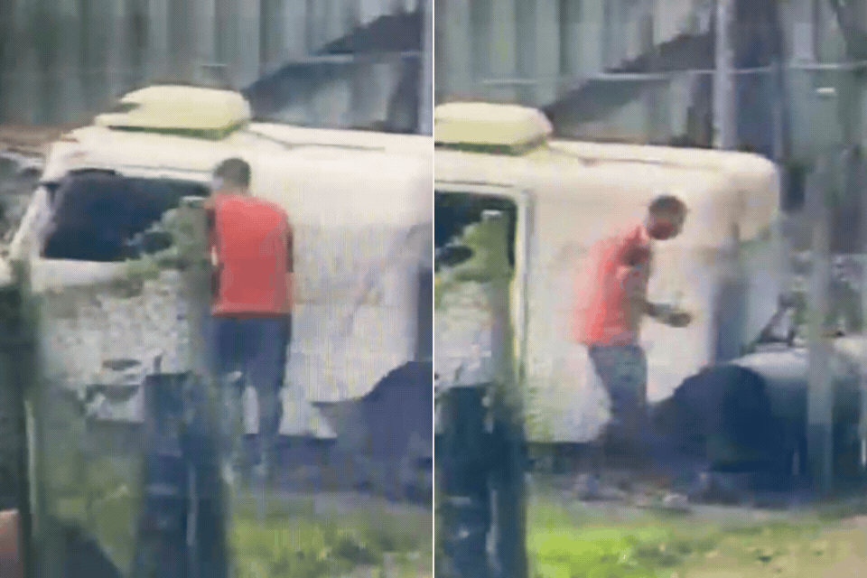 Homem é preso após ser flagrado escondendo drogas em caminhão; VÍDEO