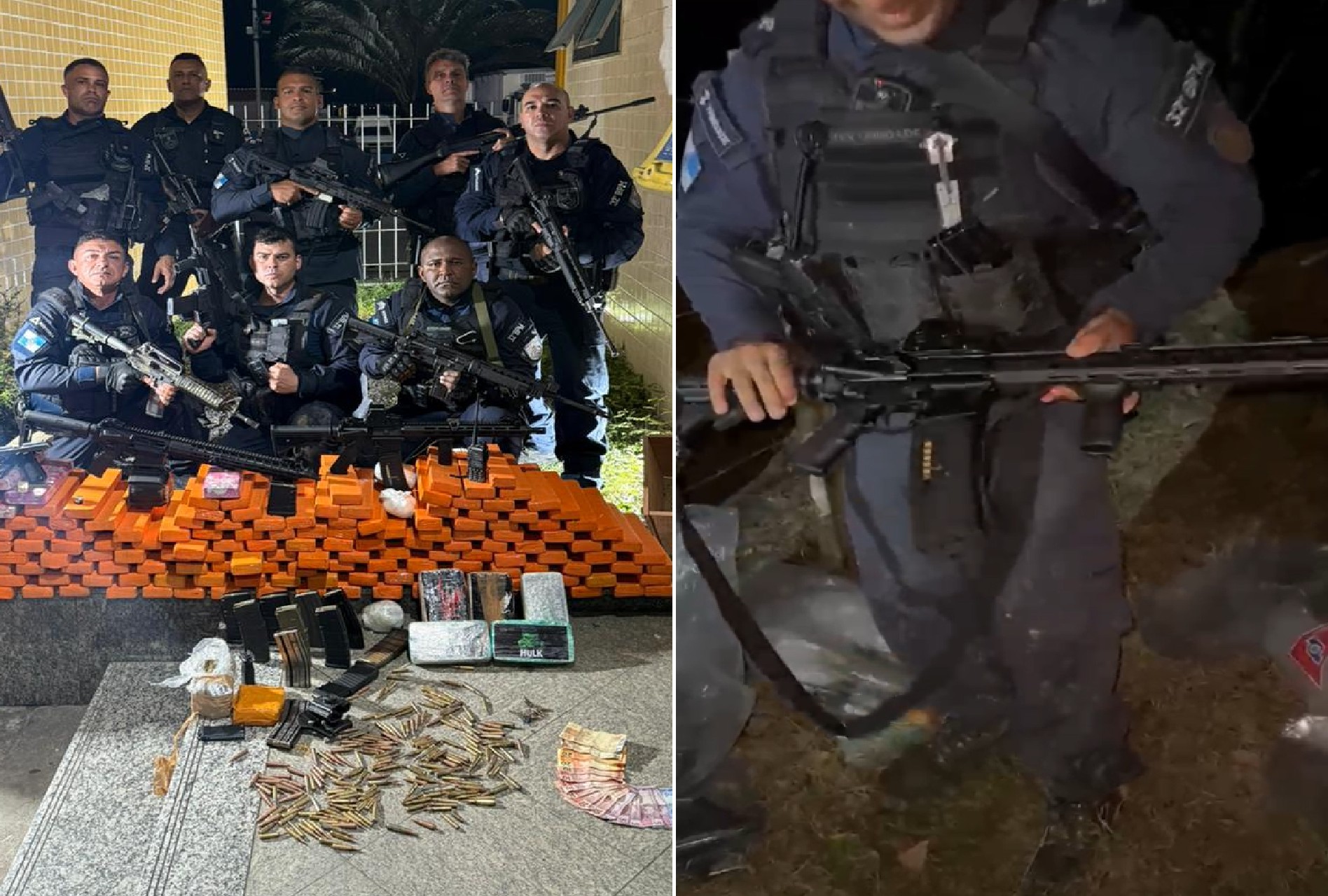 PM apreende fuzis e cerca de 170 kg de drogas às margens do Rio Macaé; VÍDEO