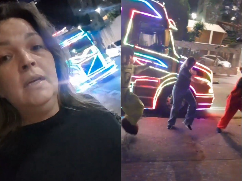 Moradora se rende à carreta da alegria após 'reclamar' de barulho e viraliza com dança junto de personagens; vídeo