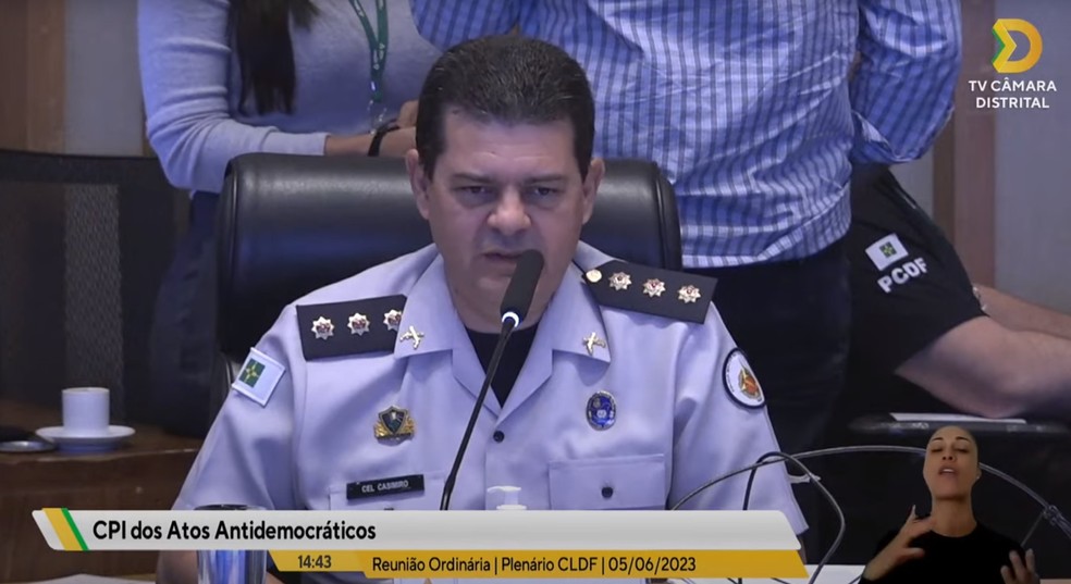 Coronel Marcelo Casimiro Vasconcelos Rodrigues é ouvido na CPI dos Atos Antidemocráticos — Foto: Reprodução
