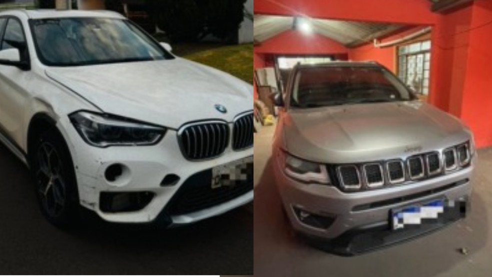 Carros apreendidos pela PF durante operação contra esposa de cantor sertanejo em MS — Foto: Polícia Federal