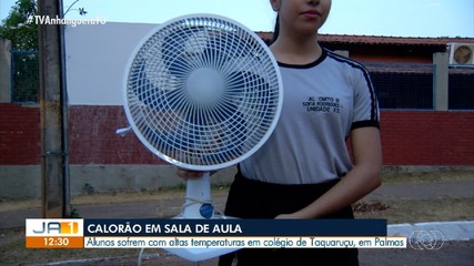 Estudantes sofrem com calor em escola sem ventilação, em Taquaruçu